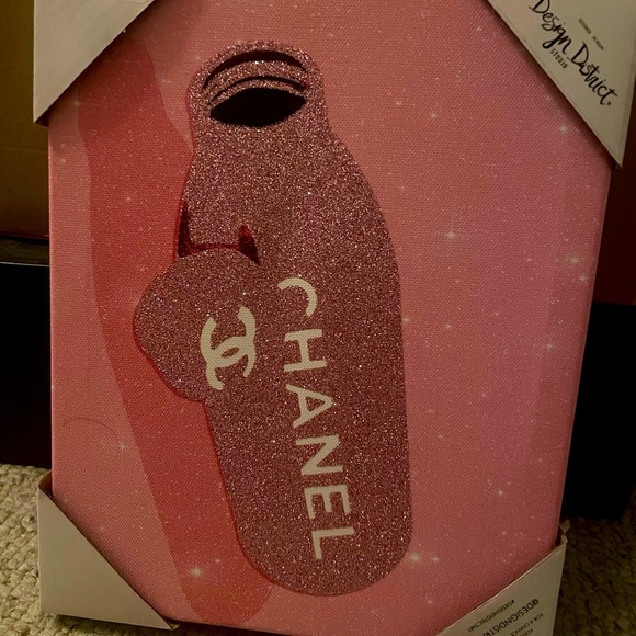 Chanel pink glitter water bottle designer art by Design District Studio - Picture 6 of 7